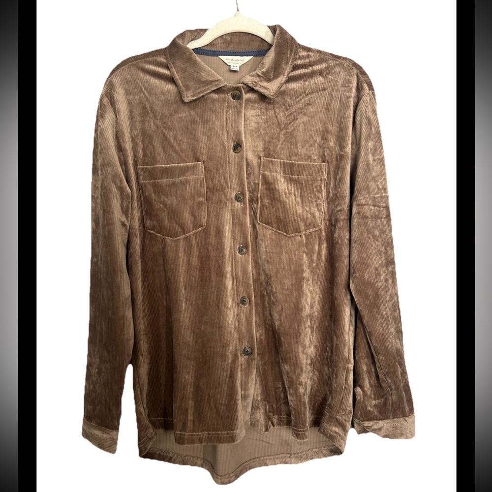 Weatherproof Vintage Brown Corduroy Button Up Long Sleeve Soft Top Women’s Small